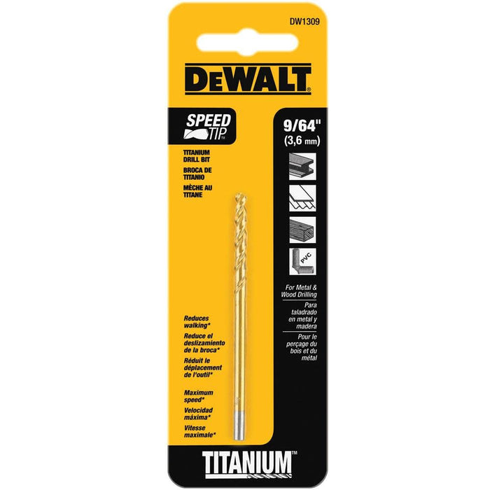 DEWALT DW1309 9/64-Inch Titanium Nitride Split Point Twist Drill Bit