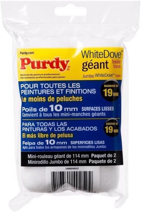 Purdy 14G624012 White Dove Jumbo Mini-Roller Cover, 4-1/2” x 3/8” Nap, Woven (Pack of 2)