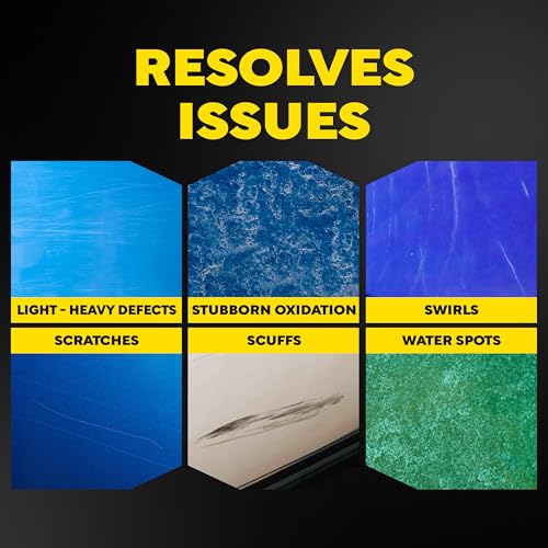 Meguiar's M6732 Marine/RV One Step Compound, Remove Oxidation, Stains, Scratches, and Water Spots, Restore The Color and Shine of Fiberglass Gel Coat Finishes, 32 Oz Bottle