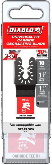 Diablo (DOU125CF10) AMPED Steel Demon Universal Fit Carbide Oscillating Blade for Metal - 1-1/4" Cutting Width, 1-1/2" Cutting Depth (Pack of 10)