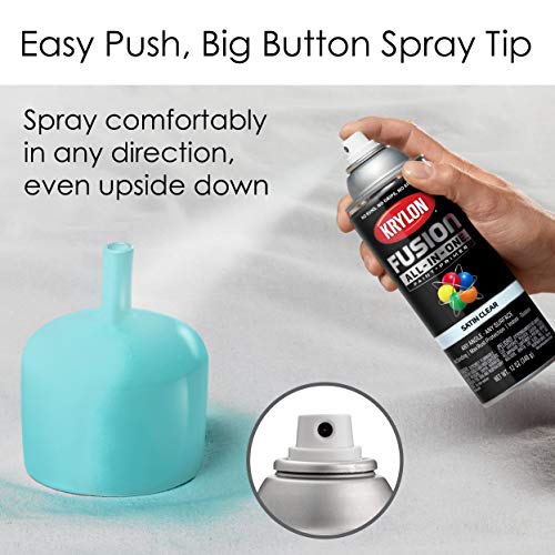 Krylon Fusion All-In-One Adhesive Spray Paint for Indoor/Outdoor Use, 12 oz, Clear
