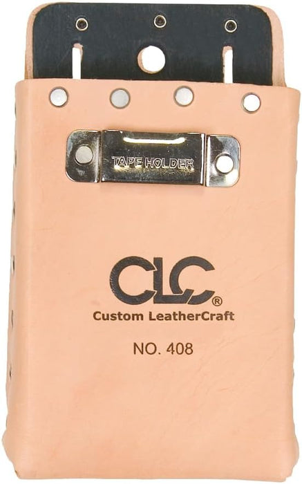 Custom Leathercraft408 Box-Shaped All-Purpose Pouch Tan, 4-1/2-In x 7-1/2-In w/tape clip