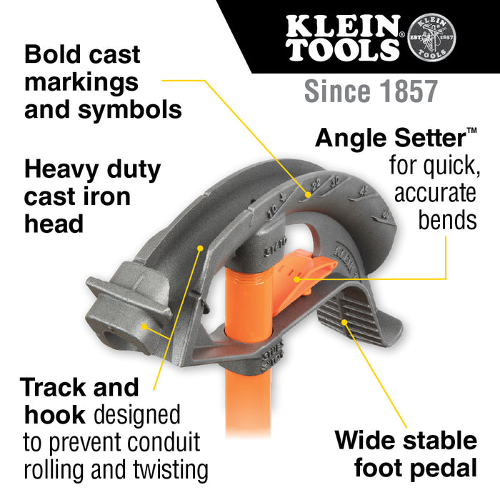 Klein Tools 51603 Iron Conduit Bender Full Assembly, 1/2-Inch EMT with Angle Setter