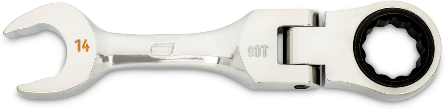 GEARWRENCH 14mm 90-Tooth 12 Point Stubby Flex Combination Ratcheting Wrench | 86864