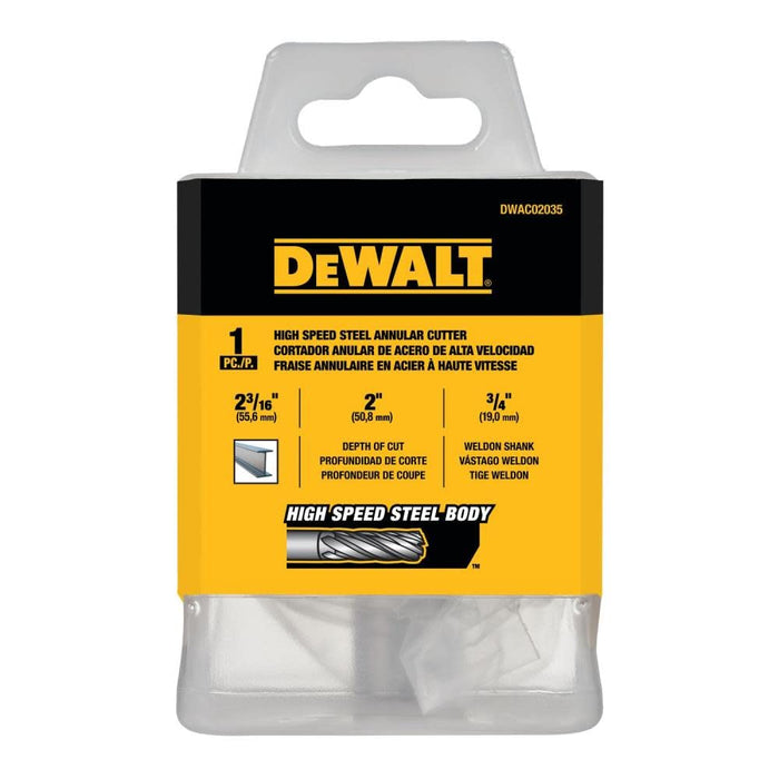 DEWALT DWAC02035 Annular Cutter 2 3/16in X 2in HSS 3/4in Weldon