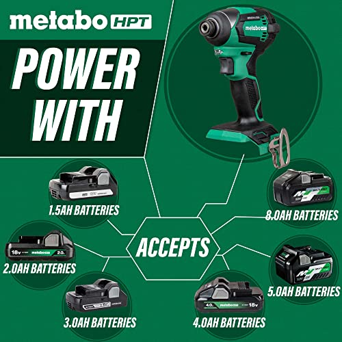 Metabo HPT 18V MultiVolt Impact Driver Kit | 1/4-Inch Chuck | 2-2.0 Ah 18V Batteries | 1,549 in-lbs Torque | Brushless Motor | Compact Size & Weight | Lifetime Tool Warranty | WH18DEX