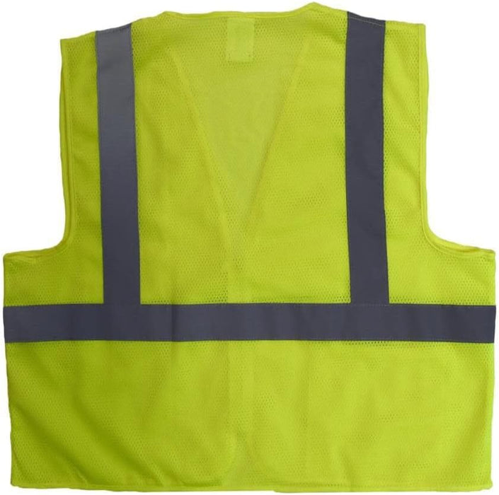 Radians Polyester Mesh Economy Class 2 High Visibility Vest with Zipper Closure Safety, Green, Large