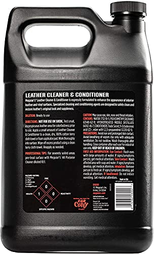Meguiar’s Professional Leather Cleaner & Conditioner D18001 - 1 Gallon Leather Cleaner & Conditioner Specifically Formulated for Automotive Leather Care, Delivers Professional Results, 128 Oz