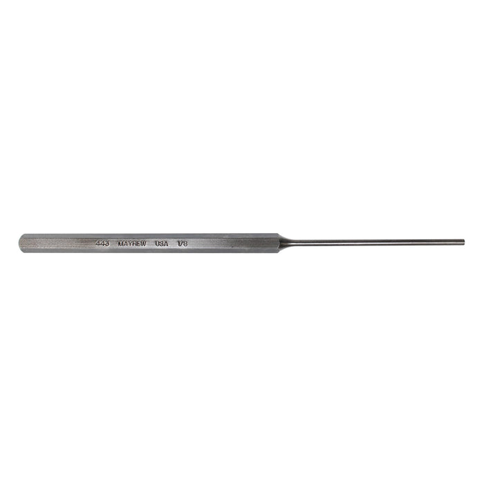 Mayhew Tools 71500 SAE Pin Punch, 1/8 x 3" Pin, 8" OAL x 5/16" Body, Shot Blast Finish