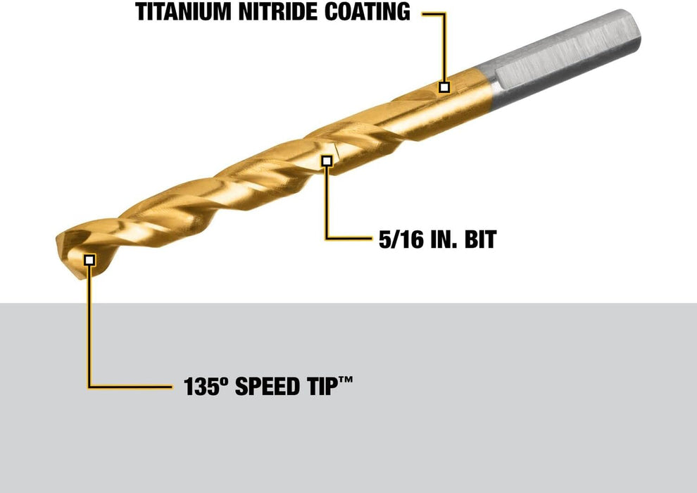 DEWALT DW1320 5/16-Inch Titanium Nitride Split Point Twist Drill Bit