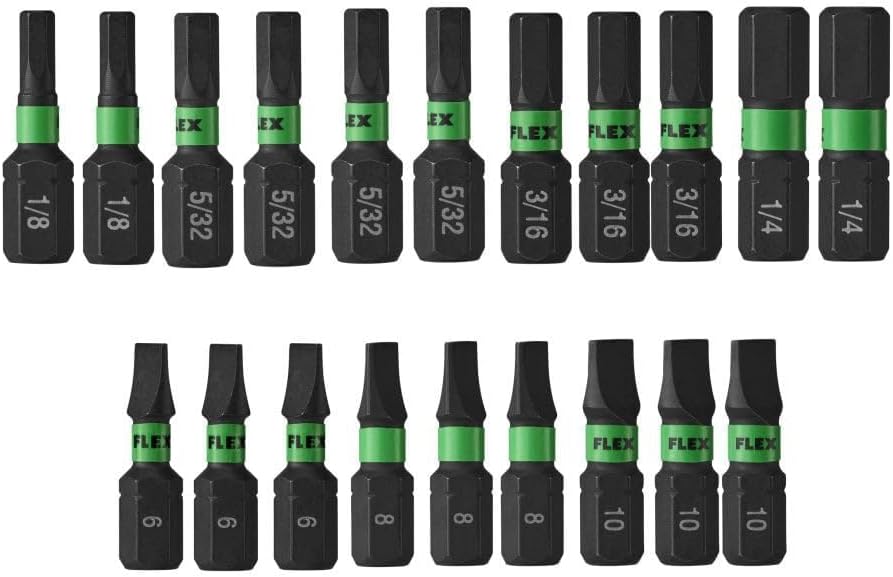 Flex FA101009-20 1" Mixed Allen & Slot Impact Driver Bit, 20 Bulk