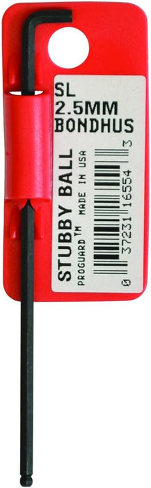 Bondhus | ‎16554 | Bondhus 16554 Tagged and Barcoded Long Arm Stubby Ball End Tip Hex Key L-Wrench with ProGuard Finish, 2.5mm