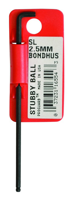 Bondhus | ‎16554 | Bondhus 16554 Tagged and Barcoded Long Arm Stubby Ball End Tip Hex Key L-Wrench with ProGuard Finish, 2.5mm