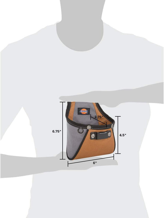 Dickies 57101 Rigid Nail/Screw Work Pouch with Tape Measure Clip, Universal-fit Steel Clip for Tool Belt, Riveted Seams Built to Last