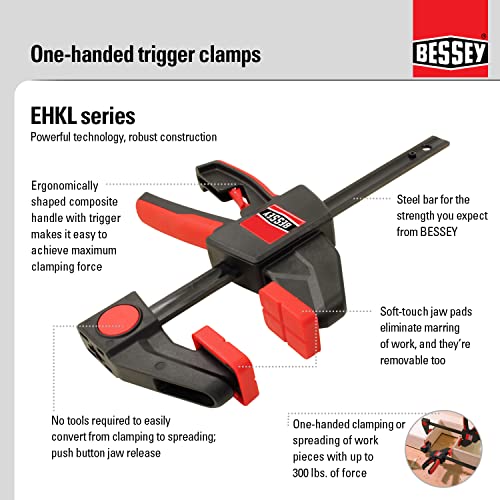 Bessey EHKL360, 18 In., Trigger Clamp and Spreader 360 Rotating Handle One-Hand Bar Clamps