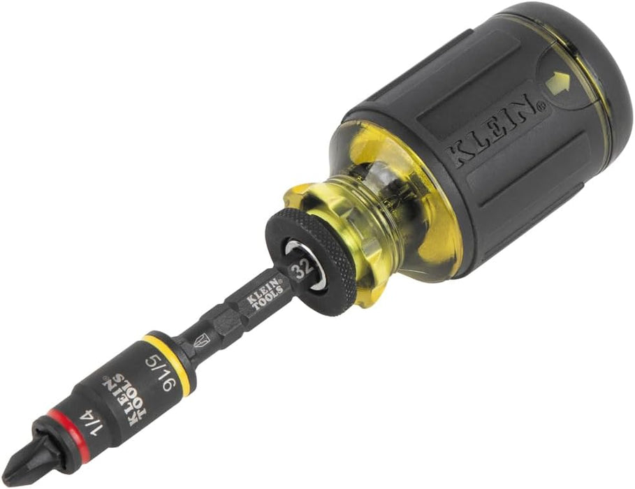 Klein Tools 32308F 10-in-1 Impact-Rated Stubby Driver Set with Flip Socket