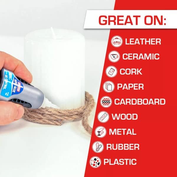 Loctite Super Glue Gel Control, Clear, 0.14 fl oz Bottle, Superglue for Plastic, Wood, Metal, Crafts & Repair, Cyanoacrylate Adhesive Instant Glue, Quick Dry (Pack of 6)