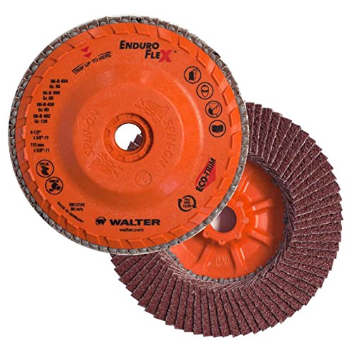 Walter 06B456 4-1/2x5/8-11 Enduro-Flex Spin-On Flap Discs with Eco-Trim Backing 60 Grit Type 27S, 10 pack