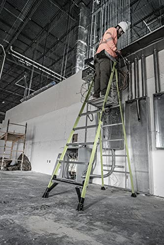 Fortress, 6' Model - ANSI Type IAA - 375 lb Rated, Fiberglass Platform Ladder with Ground CUE, Wraparound Enclosure, and Auto-Closing Gate