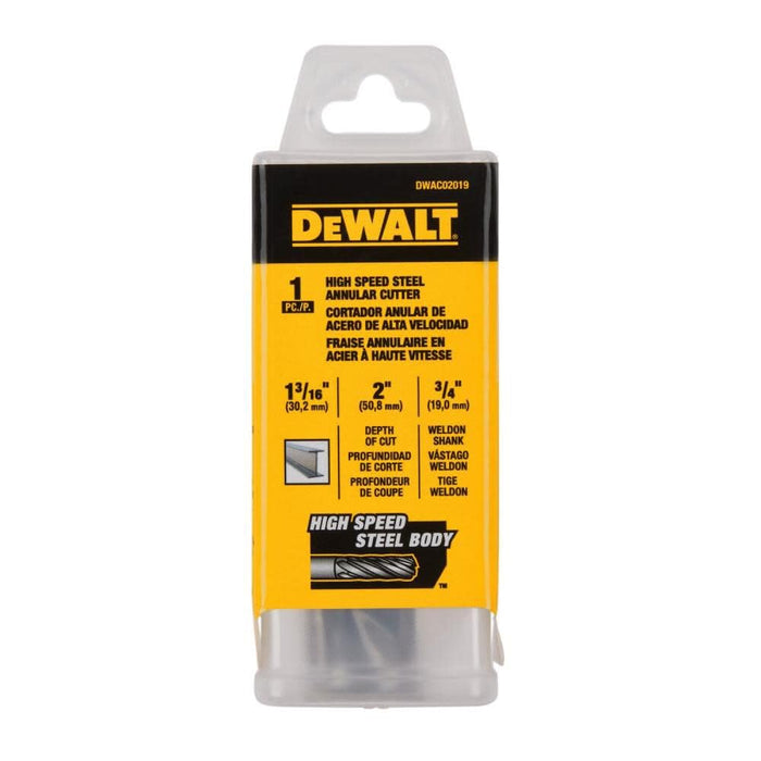 DEWALT DWAC02019 Annular Cutter 1 3/16in X 2in HSS 3/4in Weldon