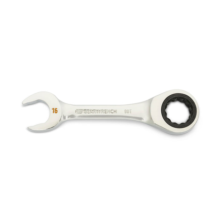 GEARWRENCH 16mm 90-Tooth 12 Point Stubby Combination Ratcheting Wrench | 86846