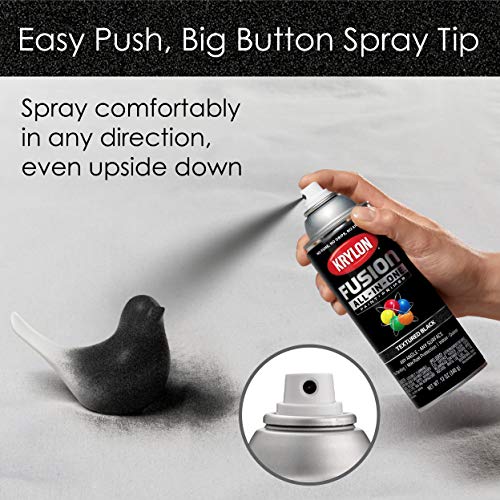 12 oz Krylon K02776007 Black Fusion All-In-One Paint & Primer Spray Paint, Textured