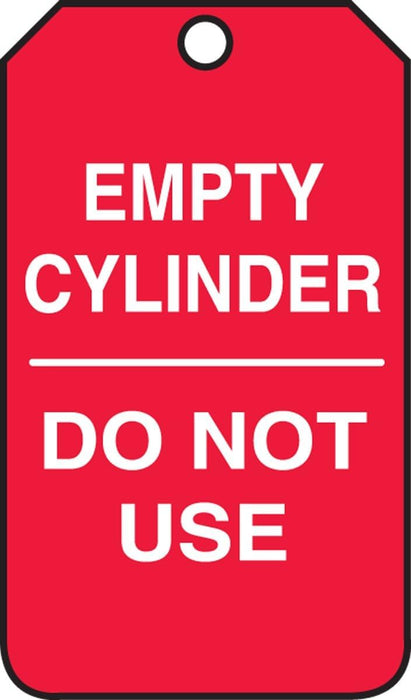 Accuform MGT202CTP Cylinder Status Tag, "Empty Cylinder - DO NOT USE", 5.75" Length x 3.25" Width x 0.010" Thickness, PF-Cardstock (Pack of 25)