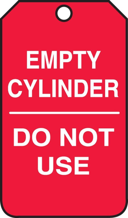 Accuform MGT202CTP Cylinder Status Tag, "Empty Cylinder - DO NOT USE", 5.75" Length x 3.25" Width x 0.010" Thickness, PF-Cardstock (Pack of 25)
