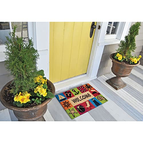 NoTrax, Welcome Beach, Vinyl-Backed Natural Coir Doormat, Entry Mat for Indoor or Outdoor Use, 18"x30", C12 (C12S1830WB)