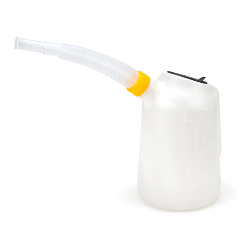 Steelman 99472 6-Quart Oil Measuring and Dispensing Jug, Flexible 9.5-inch Spout, Snap-In Lid, Translucent Polyethylene