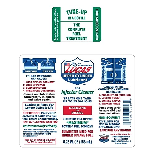 Lucas Oil LUC10020 Fuel Treatment - 5.25 Oz, multi-colored