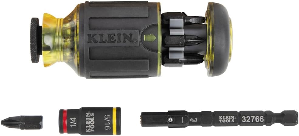 Klein Tools 32308F 10-in-1 Impact-Rated Stubby Driver Set with Flip Socket