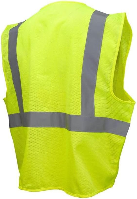 Radians Polyester Mesh Economy Class 2 High Visibility Vest with Zipper Closure Safety, Green, Large