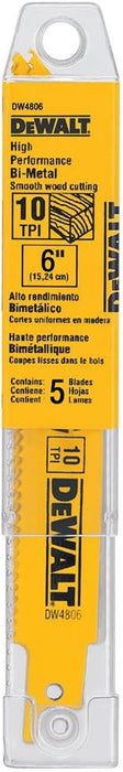 DEWALT DW4806B 6 in. 10 TPI Bi-Metal Reciprocating Saw Blade (Pack of 100)