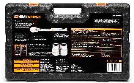 GEARWRENCH (GW90MCBMTS) 185 Piece Mechanics Hand Tool Set - 1/4", 3/8”, & 1/2" Drive, 90 Tooth, SAE & Metric