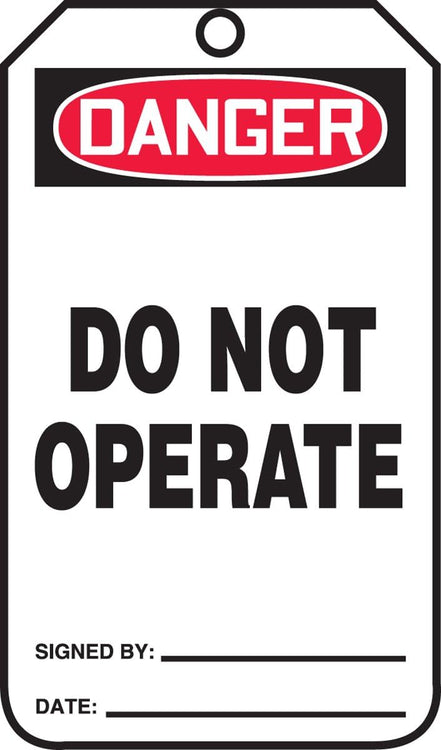 Accuform Signs MDT189CTP Safety Tag, "Danger DO NOT Operate", 5.75" Length x 3.25" Width x 0.010" Thickness, PF-Cardstock (Pack of 25)