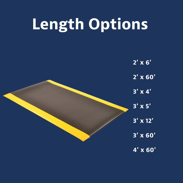 Notrax 419 Diamond Sof-Tred with Dyna-Shield 2' x 60' x 1/2" Anti Fatigue Mat, Slip Resistant Diamond Textured Surface, Ideal for Industrial and Commercial Workplaces, Black/Yellow, 419R0024BY