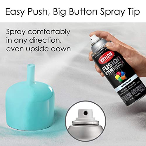Krylon Fusion All-In-One Adhesive Spray Paint for Indoor/Outdoor Use, 12 oz, Clear