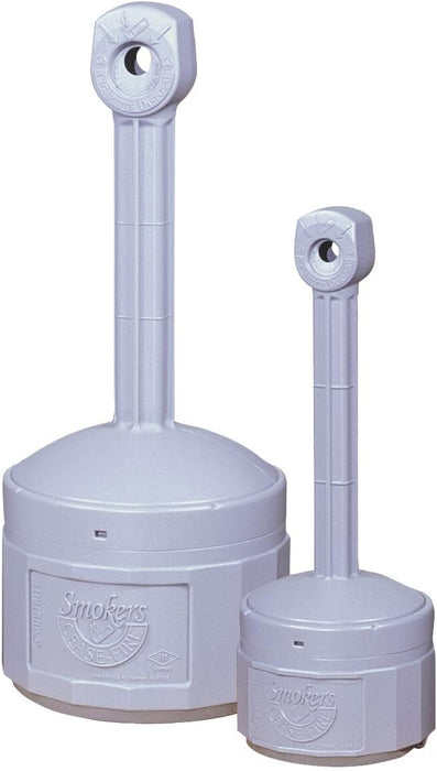 Justrite (26806) Personal Smoker’s Cease-Fire Outdoor Ashtray, Polyethylene Standing Ashtray with Steel Bucket, 1 Gallon, Grey