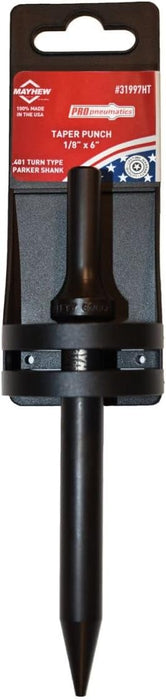Mayhew Tools 31997HT Pneumatic Taper Punch, 1/8" x 6" Hang Tag, Black Oxide Finish