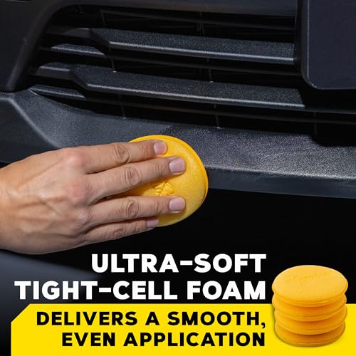 Meguiar's 4" Foam Applicator Pads, 4 Count - Ultra-Soft Hand Applicators with a Tight-Cell Foam Construction for a Smooth Application of Waxes, Polishes, Tire Dressing, Protectants and More, 4 Pack