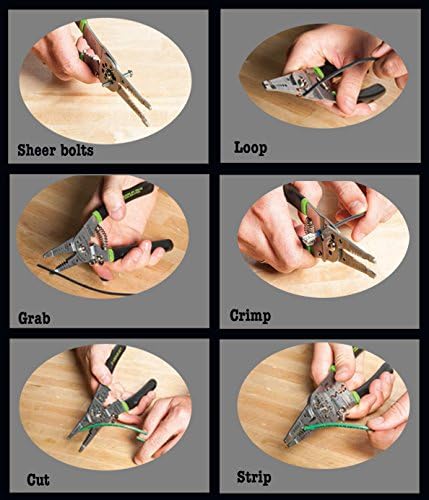 Greenlee 1956-SS Pro Stainless Wire Stripper, Cutter and Crimper Curve, 6-14AWG, 7.5-Inches