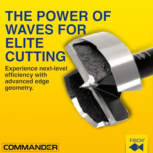 Fisch Black Shark 2-1/8” Forstner Drill Bit, Premium Forged Steel Bit for Woodworking, Precision Wave Design, No-Slip Shank – FSA-365877 – Made in Austria