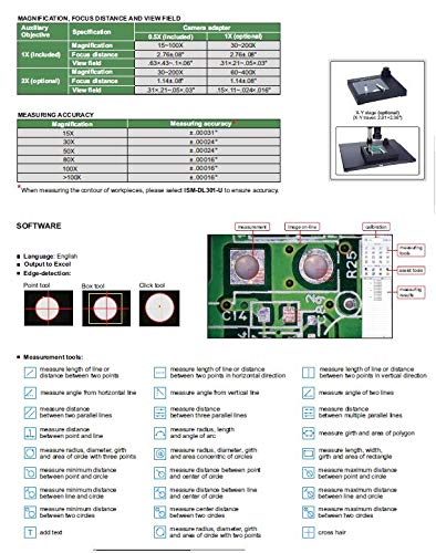 INSIZE ISM-DL301-U Digital Measuring Microscope, Black