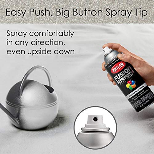 12 oz Krylon K02772007 Fusion All-In-One Satin Nickel Paint & Primer Spray Paint, Metallic