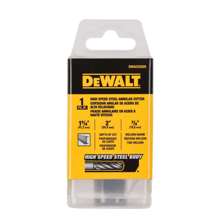DEWALT DWAC02026 Annular Cutter 1 5/8in X 2in HSS 3/4in Weldon