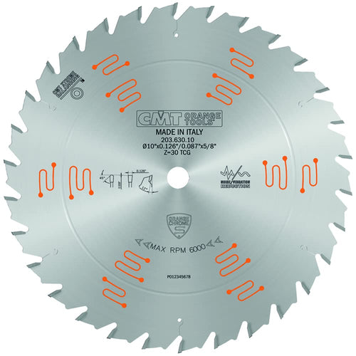 CMT (203.630.10) Orange Chrome Glue LINE Ripping Blade 10" x T30 TCG