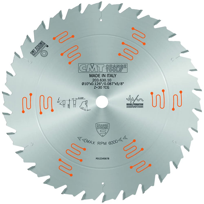 CMT (203.630.10) Orange Chrome Glue LINE Ripping Blade 10" x T30 TCG