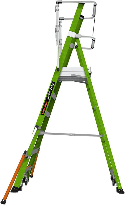 Little Giant Ladder Systems Safety Cage 2.0, M6, 6ft Enclosed Platform, Platform Ladder with Adjustable Outriggers, Fiberglass, Type 1AA, 375 lbs Weight Rating, (19706-146)