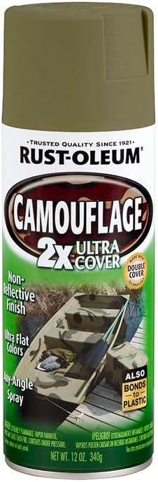Rust-Oleum 279176 Camouflage 2X Ultra Cover Spray Paint, 12 oz, Army Green